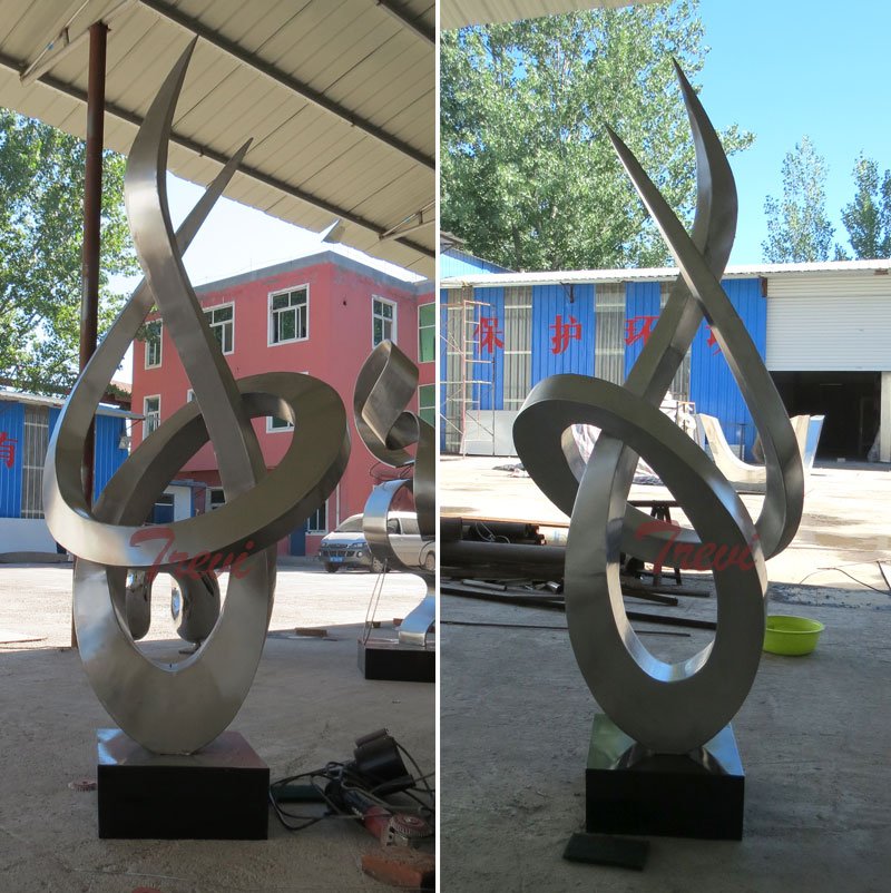 Contemporary outdoor art polished stainless steel abstract sculpture for sale