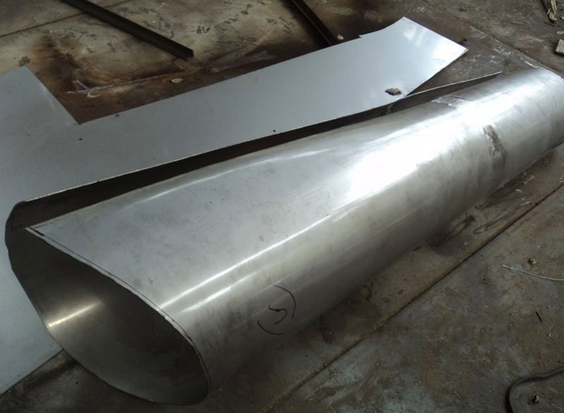 Cutting and bending the stainless steel sheeting according to design