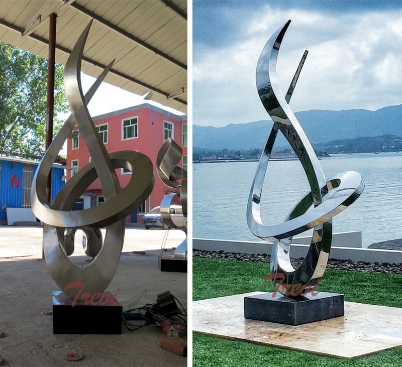 Modern art high polished stainless steel abstract sculpture for sale