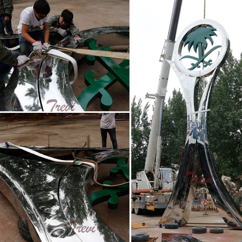 Shipping and installation large polished Stainless Steel Sculpture