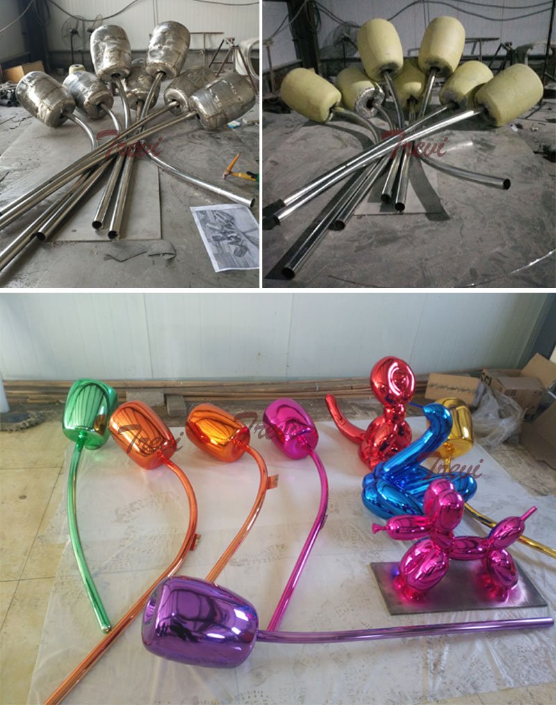 how to make Jeff Koons metal art balloon tulip stainless steel sculpture