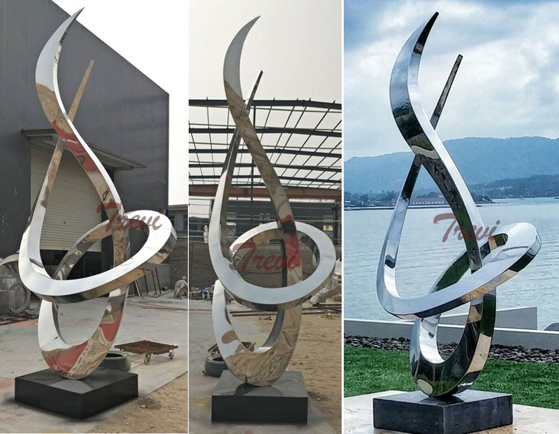 james t russell stainless steel abstract sculpture replica details