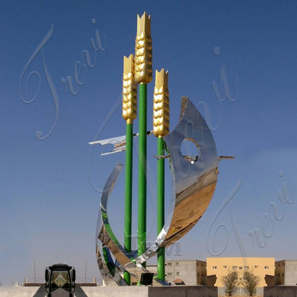 contemporary high polished stainless steel art sculptures for landscaping Saudi Arabia