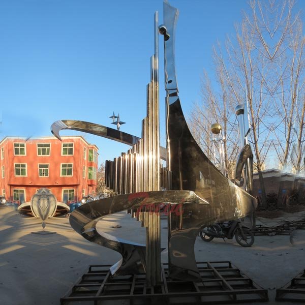 big mirror polished metal sculpture for home decor
