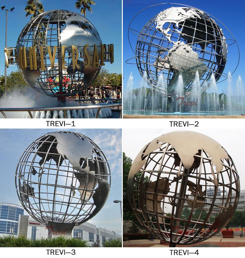 Modern art stainless steel metal globe sculpture designs