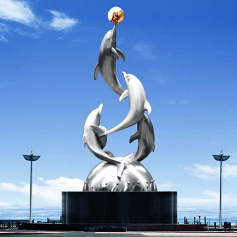 metal dolphin sculpture-Trevi Sculpture