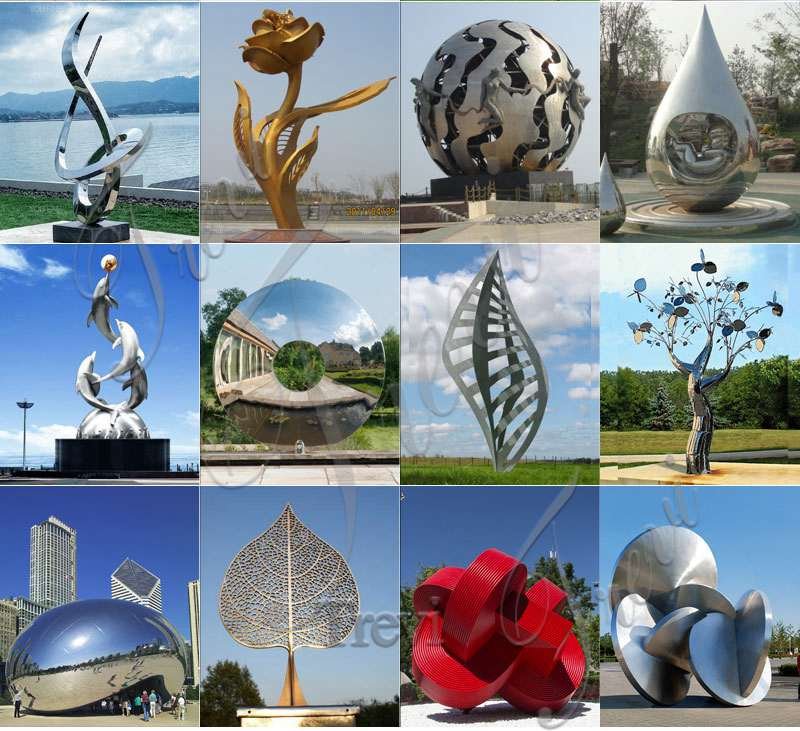 Large Outdoor Abstract Mirror Stainless Steel Sculpture