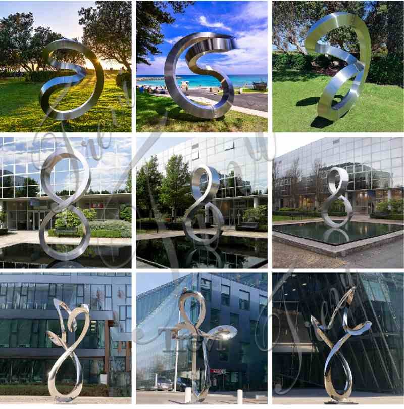Modern Large Outdoor Fountain Stainless Steel Sculpture