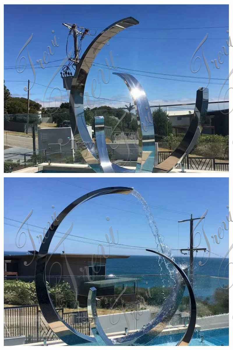 Modern Outdoor Fountain Stainless Steel Sculpture Factory