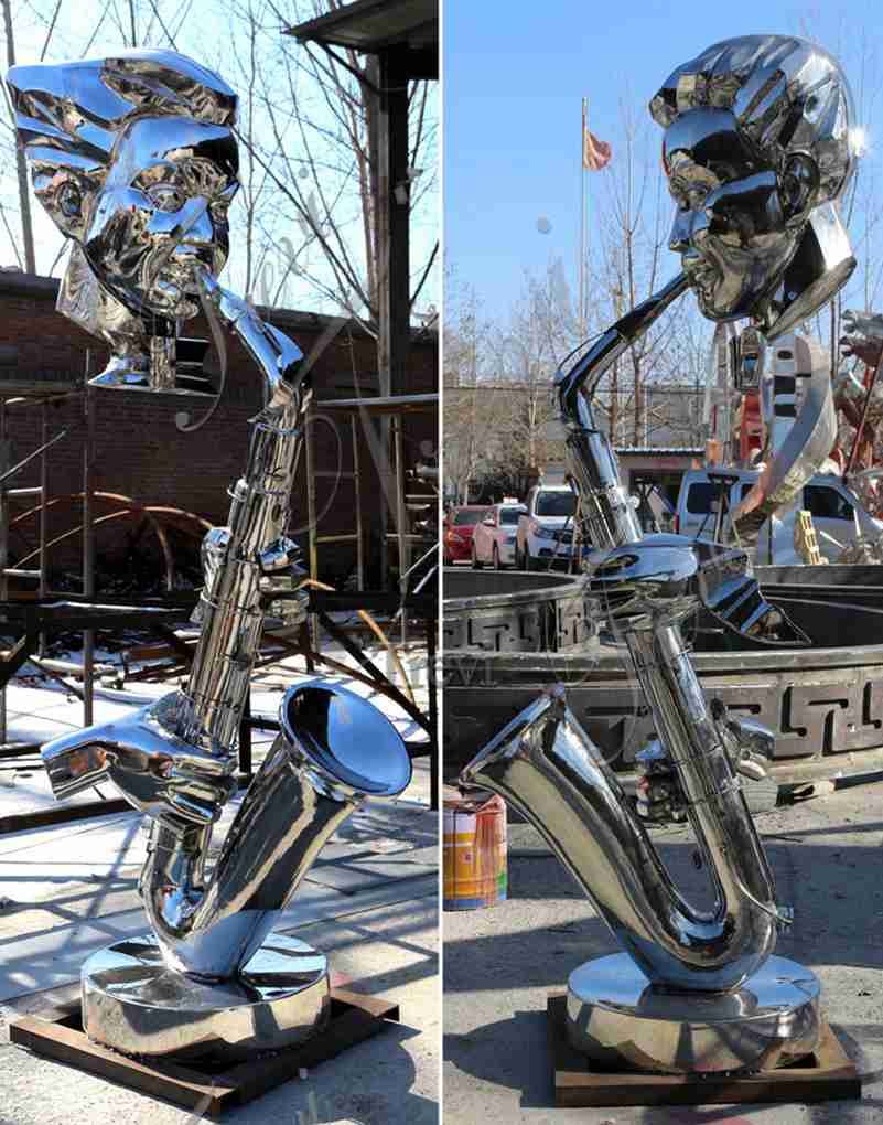 Hotel Decor Large Metal Saxophone Musician Sculpture for Sale