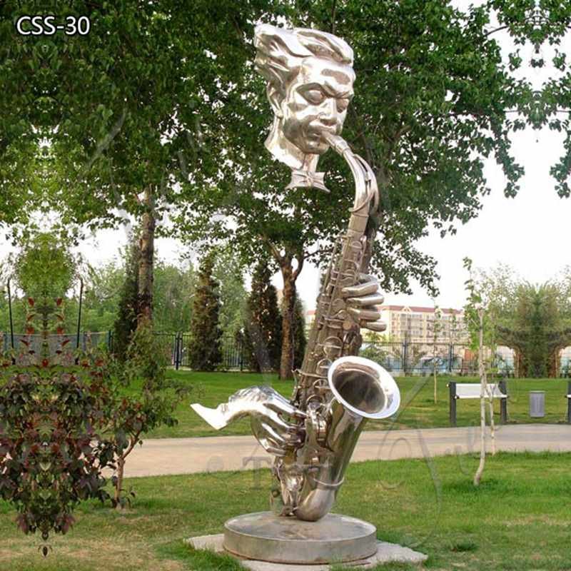 Modern Hotel Decor Large Metal Saxophone Musician Sculpture for Sale