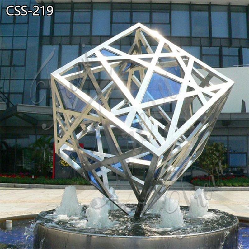 Outdoor Modern Metal Cube Garden Sculptures Stainless Steel Sculpture Factory