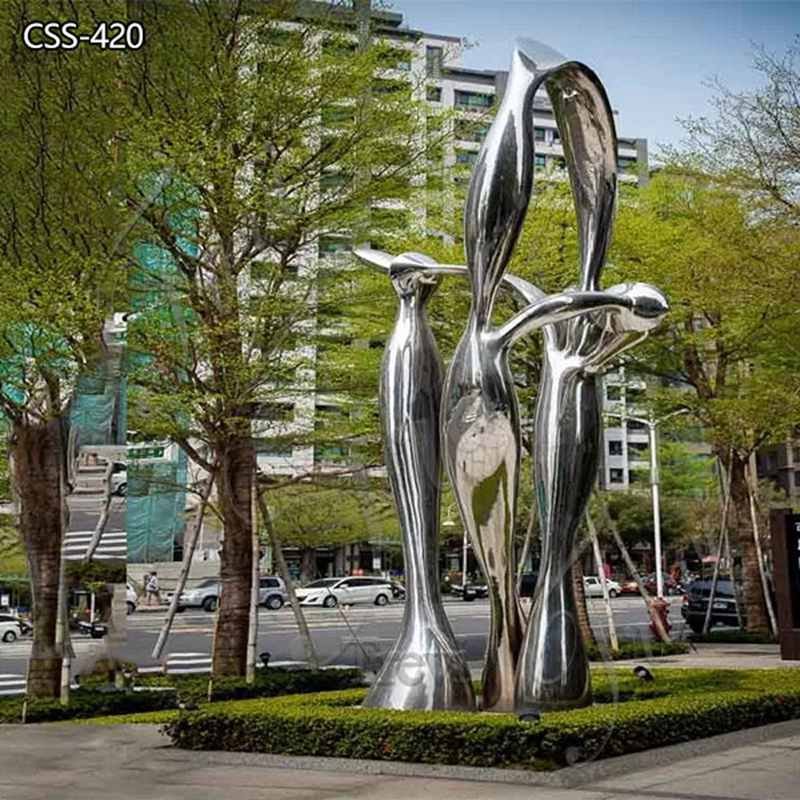 Modern Polished Large Metal Outdoor Sculpture on Sale