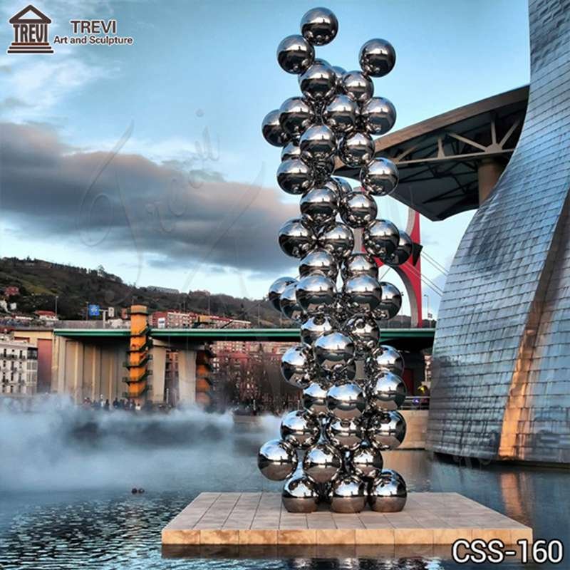 High Polished Metal Ball Sculpture Modern Outdoor Decor for Sale CSS-160 (2)