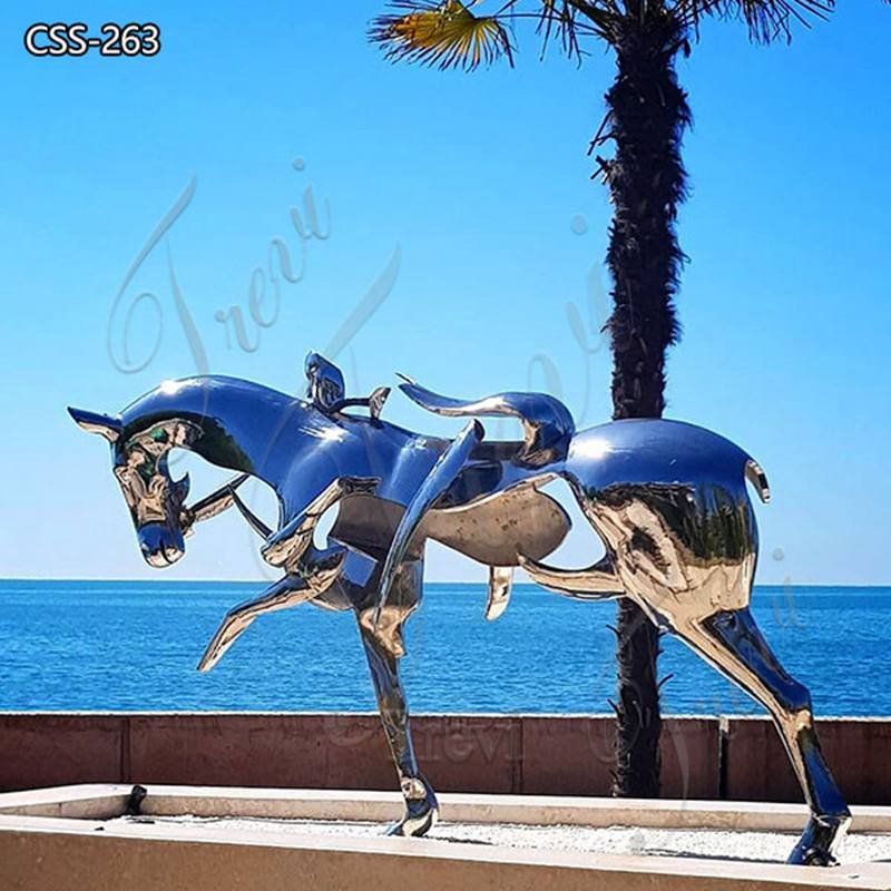 Mirror Stainless Steel Horse Sculpture Modern Abstract Decor for Sale CSS-263
