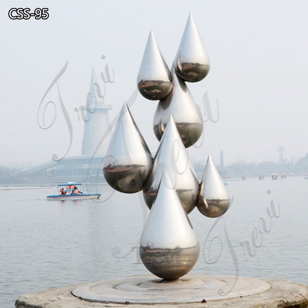 Mirror Polished Stainless Steel Water Drop Sculpture Design for Sale CSS-95