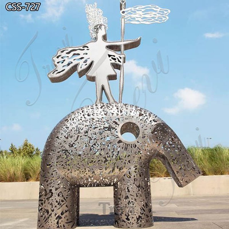Large Size Modern Stainless Steel Hannibal on An Elephant Sculpture Design for Sale CSS-727