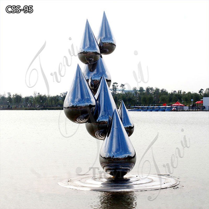 Mirror Polished Stainless Steel Water Drop Sculpture Design for Sale CSS-95