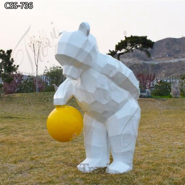 Geometric White Bear Stainless Steel Sculpture Outdoor Decor for Sale CSS-736