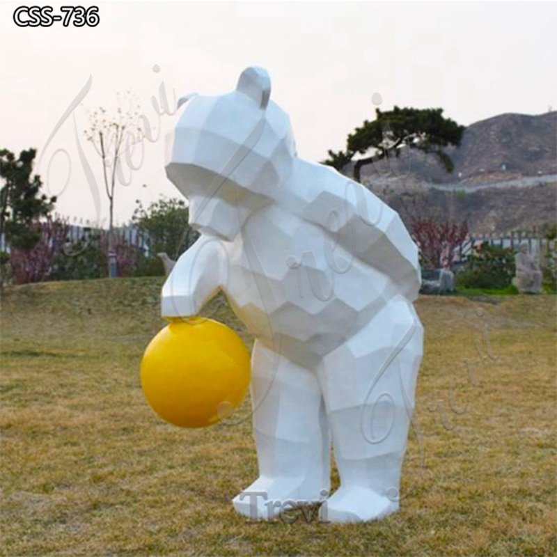 Geometric White Bear Stainless Steel Sculpture Outdoor Decor for Sale CSS-736