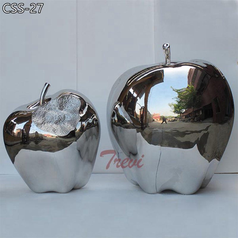 Mirror Polished Stainless Steel Apple Sculpture Art Decor CSS-27 (2)