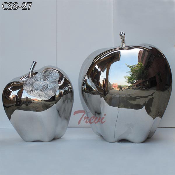 Mirror Polished Stainless Steel Apple Sculpture Art Decor CSS-27