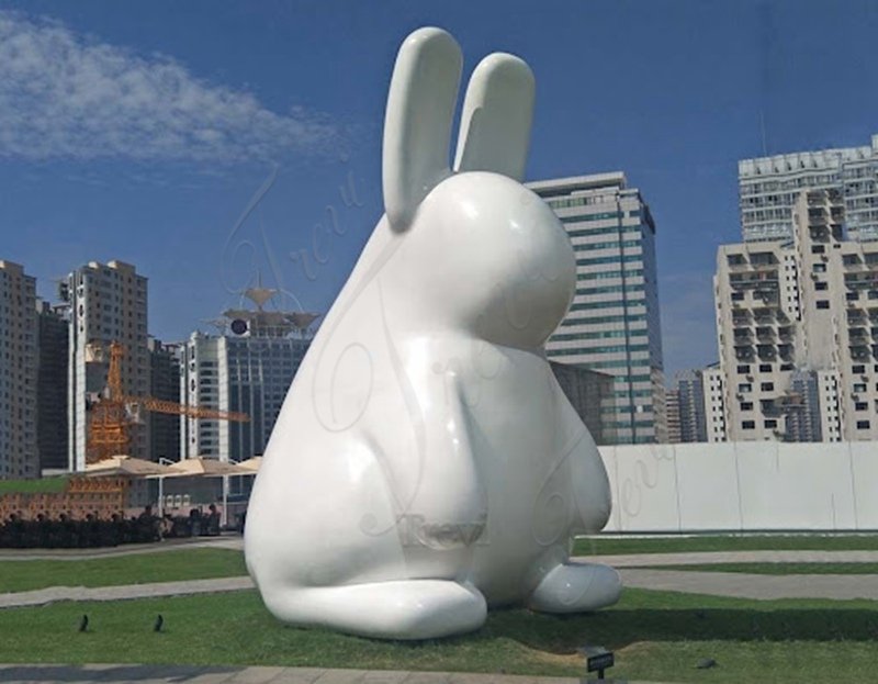 Modern White Stainless Steel Fat Rabbit Sculpture City Decor Supplier CSS-648