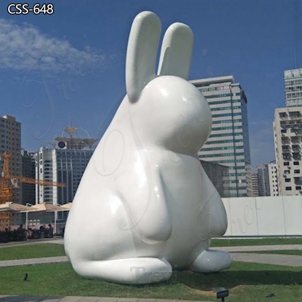 Modern White Stainless Steel Fat Rabbit Sculpture City Decor Supplier CSS-648