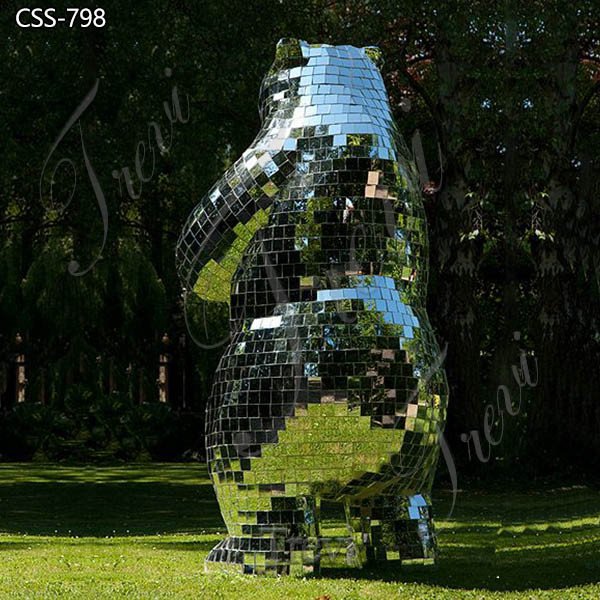Mirror-like Metal Bear Sculpture Modern Art Supplier CSS-798