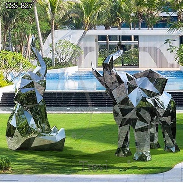 Geometric Stainless Steel Elephant Statue Garden Decor Supplier CSS-827